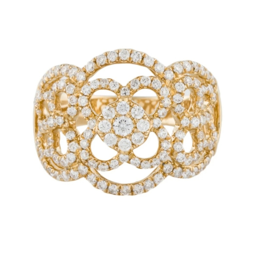Elegant Gold Swirl Diamond Ring - Picture 2 of 7
